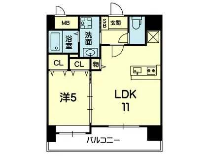 シャローム上熊本(1LDK/8階)の間取り写真