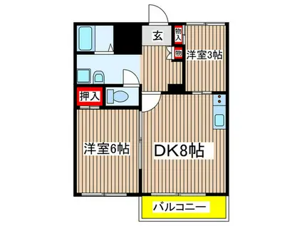 レイジェントハイム(2DK/1階)の間取り写真