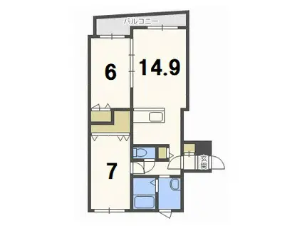 アサヒ平和ビル(2LDK/4階)の間取り写真