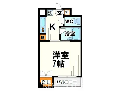 プレジール狛江(1K/1階)の間取り写真