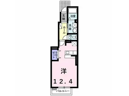 ベルプロムナード(ワンルーム/1階)の間取り写真