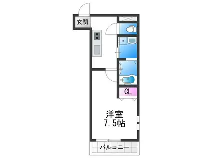 フジパレス遠里小野ノース(1K/2階)の間取り写真