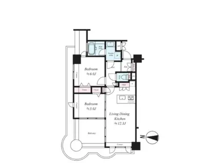 グランヴァン両国(2LDK/2階)の間取り写真