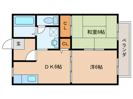 クレール西二見(2DK/2階)の間取り写真