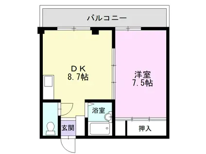 ハイツ木曽路(1LDK/2階)の間取り写真