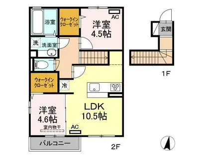 メゾン・ド・ビーエー(2LDK/2階)の間取り写真