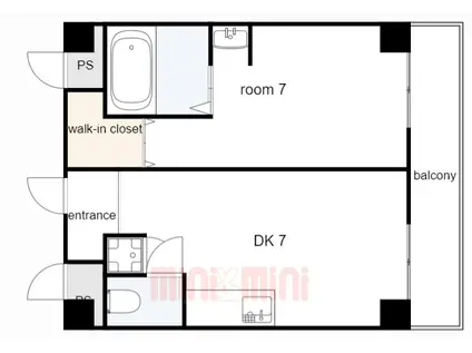 ピュアハウス甲子園(1DK/6階)の間取り写真