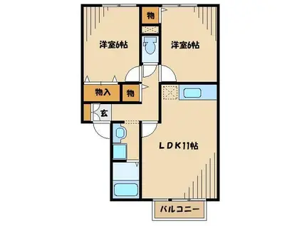 ソレーユ1(2LDK/1階)の間取り写真