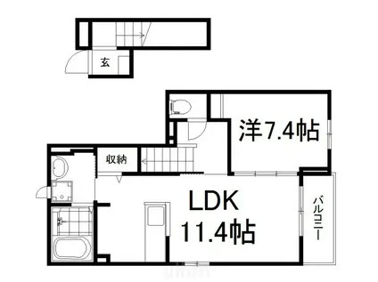 アマルフィ伏見桃山(1LDK/2階)の間取り写真