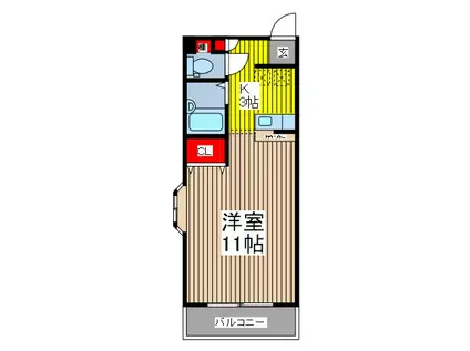 サイパレス(1K/2階)の間取り写真