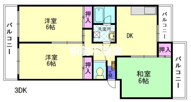 フォーサイト紫R・VIEW TERRAC(3DK/4階)の間取り写真