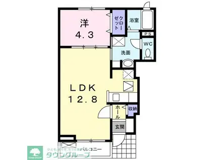 ピースパレス(1LDK/1階)の間取り写真