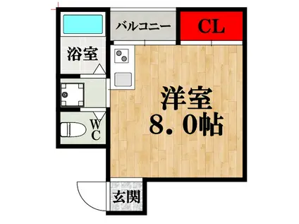 アパートメントアップル(ワンルーム/2階)の間取り写真