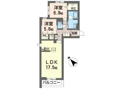 アベニールテラス浦和美園(2LDK/2階)の間取り写真