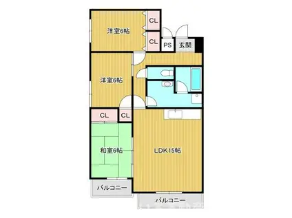 グランドメゾン・エッチェル(3LDK/1階)の間取り写真