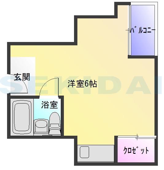 山田ビル(1K/6階)の間取り写真