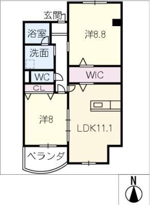 クオリア(2LDK/5階)の間取り写真