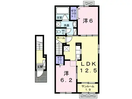 アルカンシエル(2LDK/2階)の間取り写真