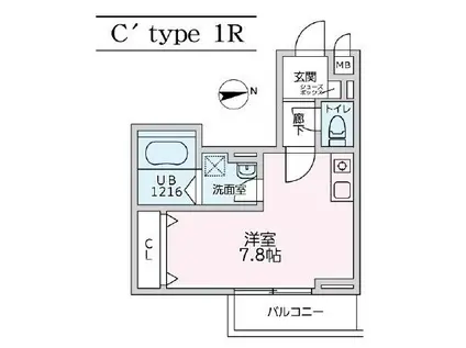 欅RESIDENCE(ワンルーム/1階)の間取り写真