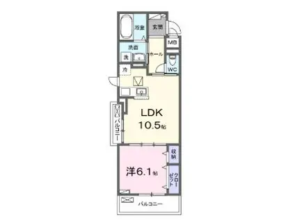 KSパーシモン(1LDK/1階)の間取り写真