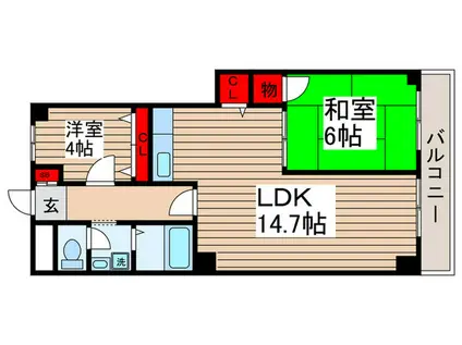 パラスト北小金(2LDK/3階)の間取り写真