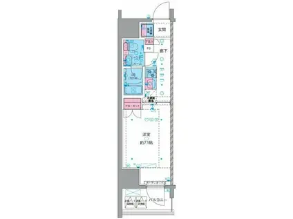GENOVIA横浜石川町(1K/11階)の間取り写真