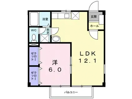 ニューシティー馬場(1LDK/2階)の間取り写真