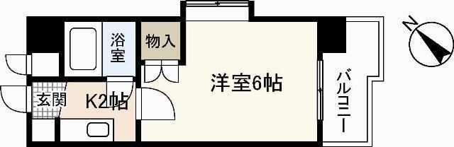 LA VUE(1K/6階)の間取り写真
