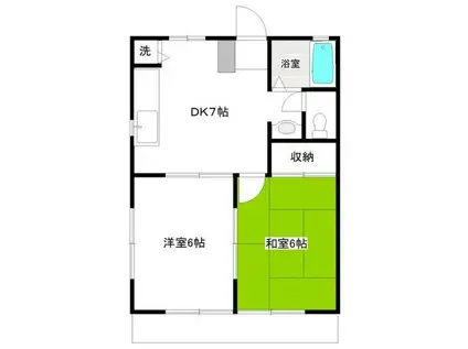 スウィート・ワン(2DK/2階)の間取り写真