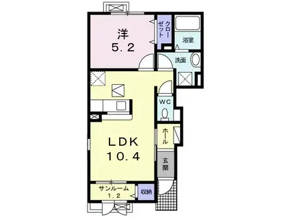 フォンテーヌ(1LDK/1階)の間取り写真