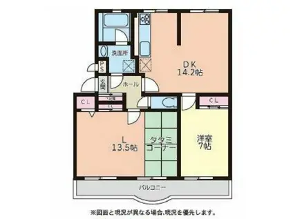 ローレルハイツ三木3号棟(2LDK/1階)の間取り写真