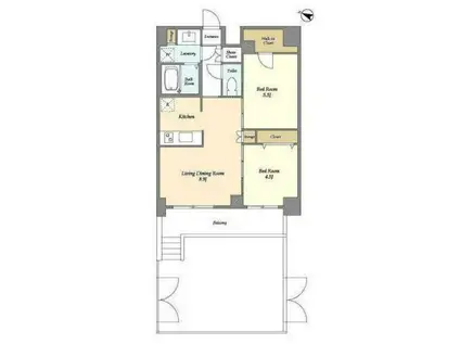 URBANLINK護国(2LDK/1階)の間取り写真