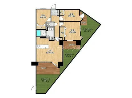 ヴェレーナ川口南鳩ヶ谷(3LDK/1階)の間取り写真