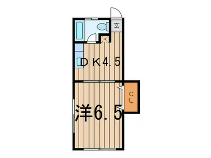 ビコーハイム(1DK/2階)の間取り写真