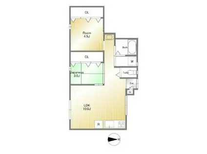 パルドエル大岡山(2LDK/1階)の間取り写真