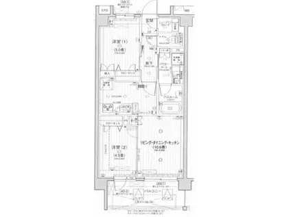 パレステージ江北(2LDK/4階)の間取り写真