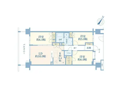 コスモグランリュクス世田谷(3LDK/9階)の間取り写真