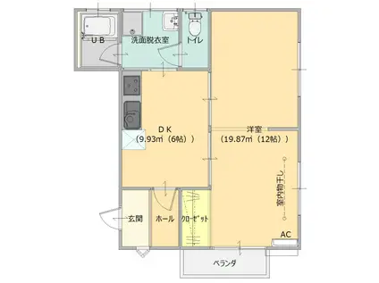 ヒノキガーデン(1DK/1階)の間取り写真
