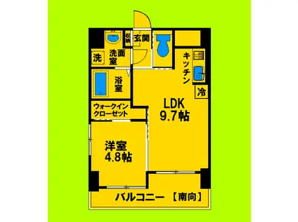 ノルデンハイム江坂垂水町(1LDK/2階)の間取り写真