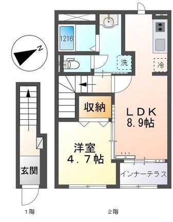 RH 柳川(1LDK/2階)の間取り写真