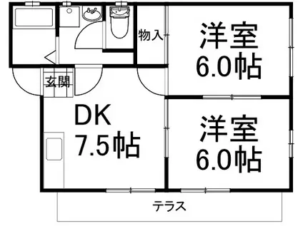 上田ハイツ(2DK/1階)の間取り写真