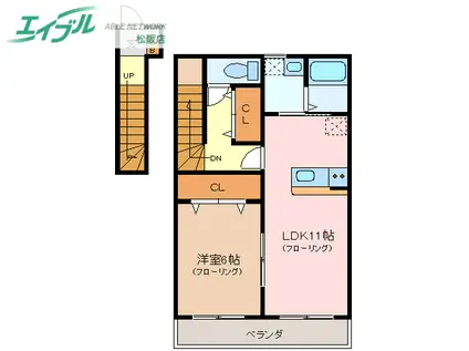 マリンハウスB(1LDK/2階)の間取り写真