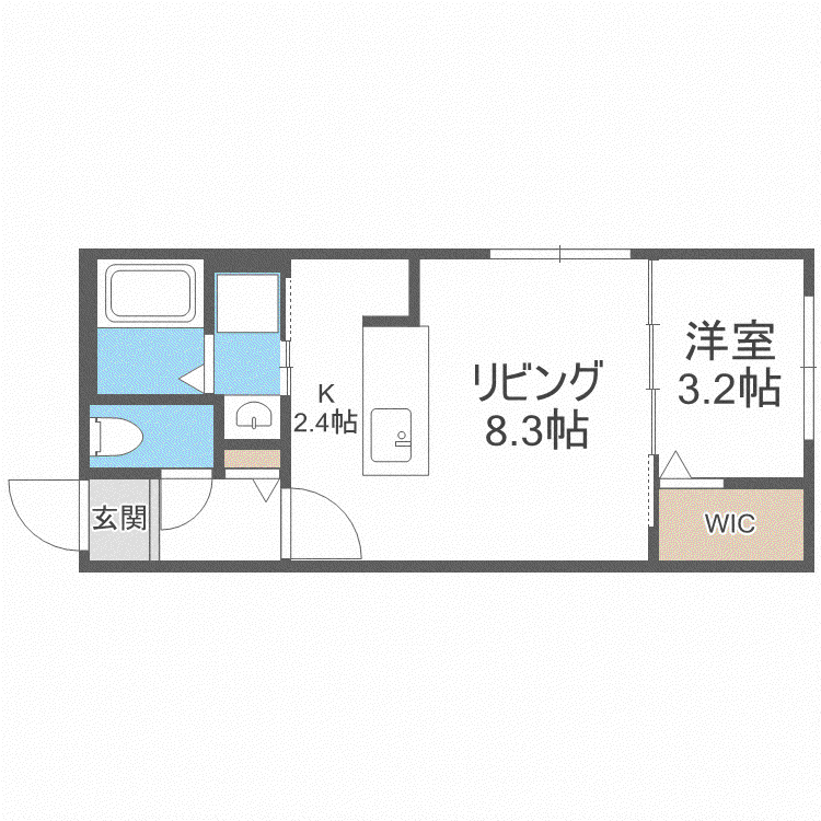 グランドバリオーニ手稲本町(1LDK/3階)の間取り写真