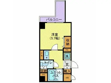 シンシア日本橋新川(1K/2階)の間取り写真