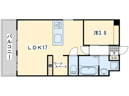 ウイングス熊手(1LDK/10階)の間取り写真