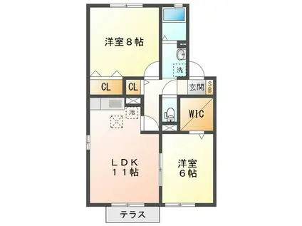 アンシャンテA(2LDK/1階)の間取り写真