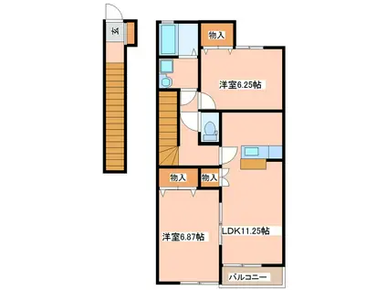 ソレアードS(2LDK/2階)の間取り写真