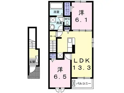 プラーンドルXIII(2LDK/2階)の間取り写真