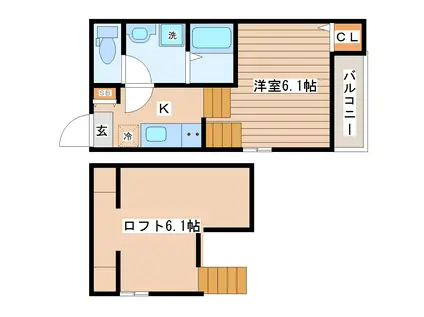 華林荘(1K/1階)の間取り写真