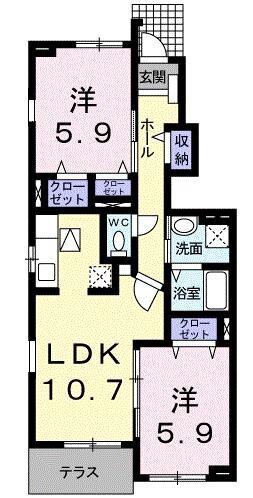 HAPPY DREAM長泉D(2LDK/1階)の間取り写真